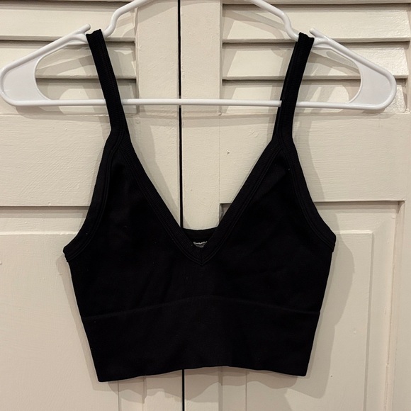 Black Deep V-Neck Cropped Top - Picture 1 of 11